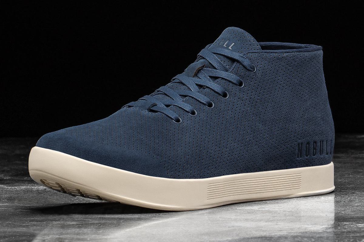 Nobull Suede Mid Women\'s Trainers Navy White | Australia (EV3296)